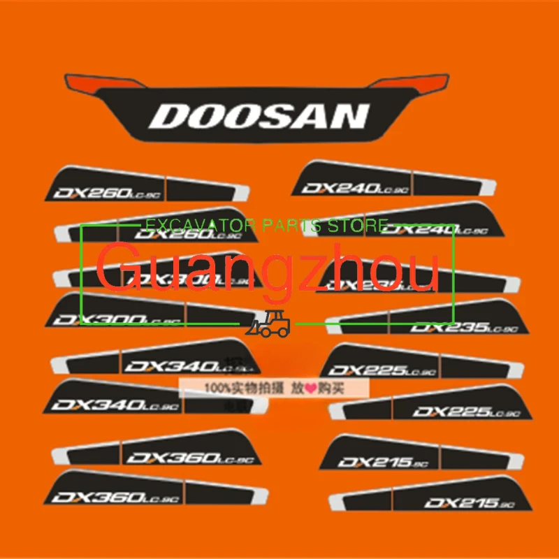 Higher Quality for Doosan DX150 200 215 225 235 260 300 360-9C a Pair of Sticker Excavator Side Door Digital Model Accessories