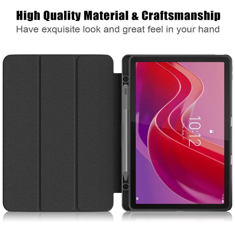 For Lenovo Tab M11 Case With Pen Holder Leather Acrylic Back