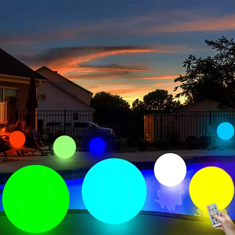 

40CM Dia Party Decoration LED Colorful Luminous Ball Inflatable Remote Control Beach Swimming Pool Decorative Atmosphere Lamp