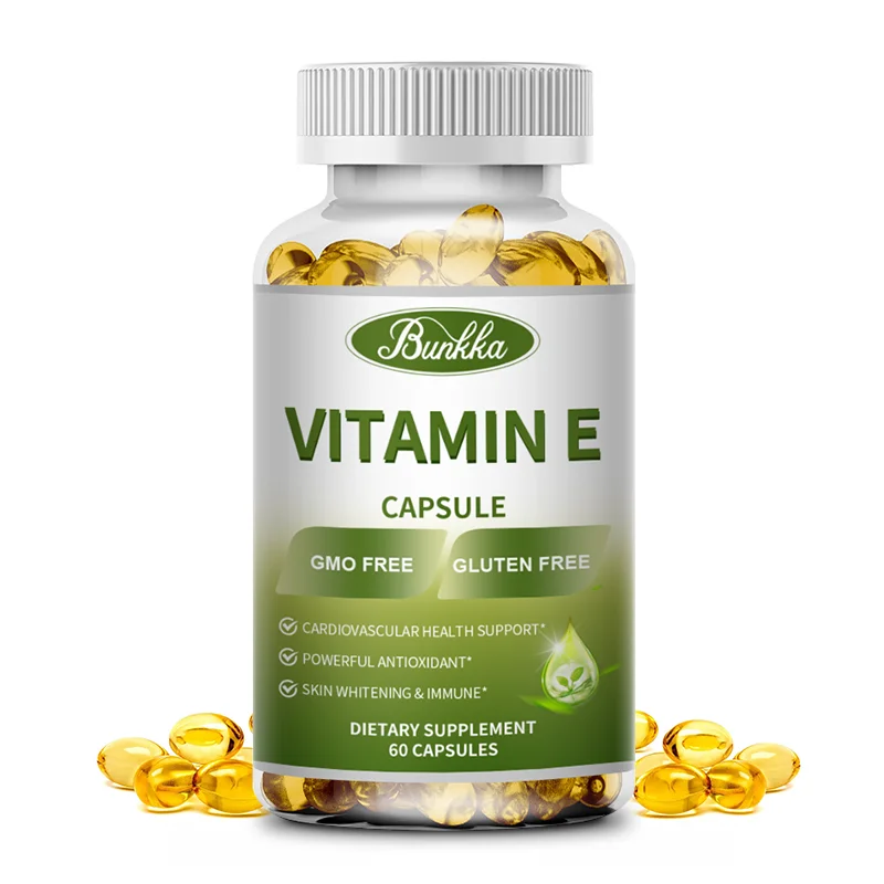 BUNKKA Vitamin E Capsule Skin&Immune System Support Supports Immune System&Skin Nutrition-Natural Antioxidant-Gluten&Dairy Free