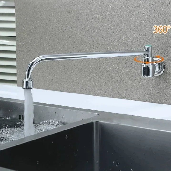 

Wall-mounted Kitchen Faucets Stainless Steel Cooktop Swing Tap Semi-automatic Hotel Kitchen Sink Tap Kitchen Accessories