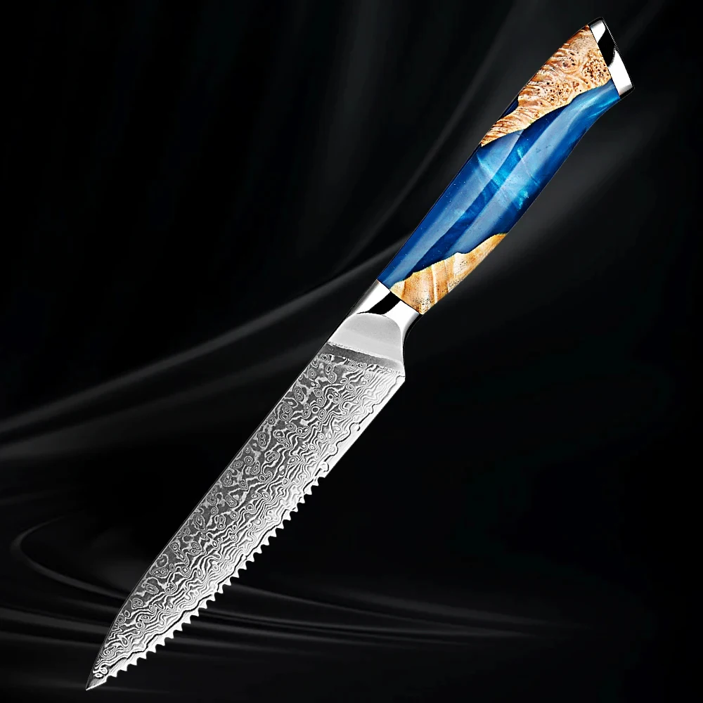 Table Steak Knife Japanese VG10 Damascus Steel Steak Knife Bread Cake Fruit Knife Super Sharp Edge Ideal for Home And Restaurant