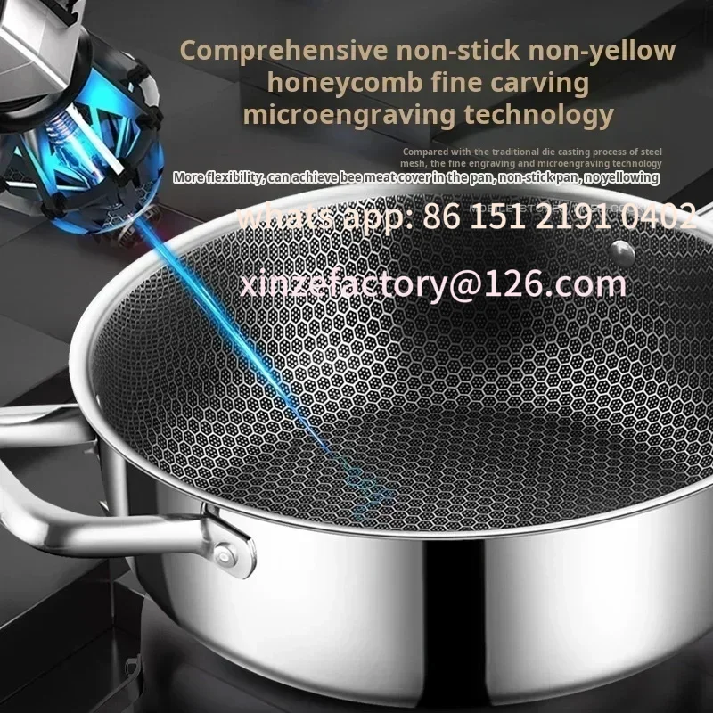 

Customizable High Quality Steel Frying Pan Food Grade Honeycomb Nonstick Wok With Double Ears Home induction