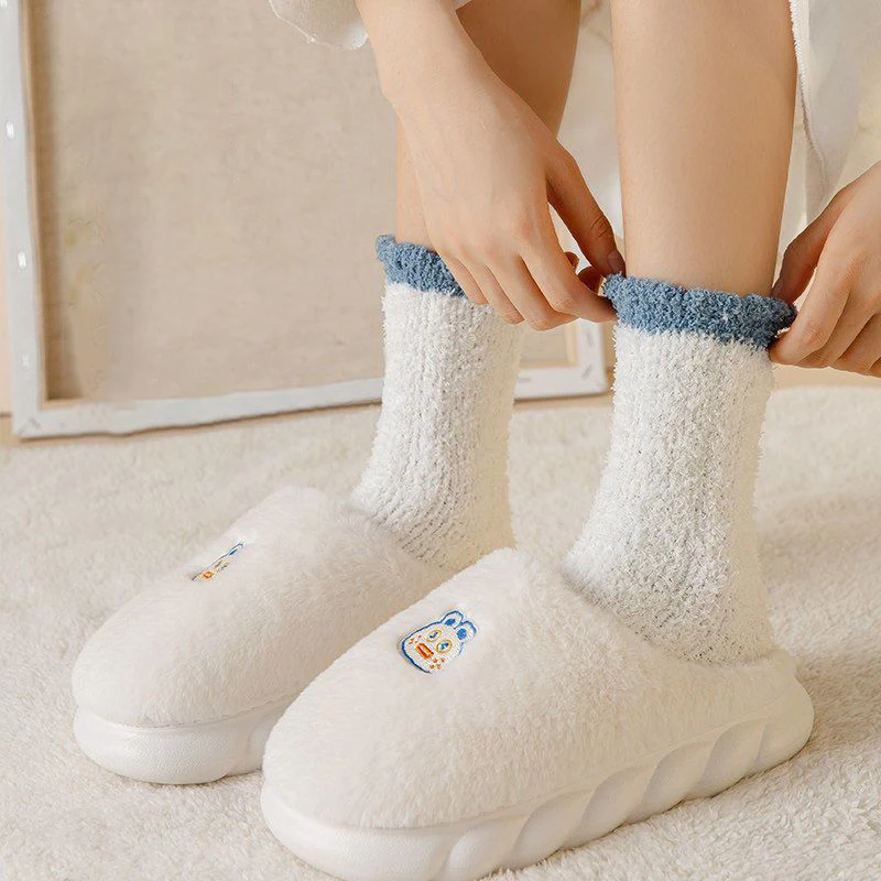 Socks Soft Plush Fluffy Socks Thicken Warm Female Winter Fur Fleece Lined Slipper Socks