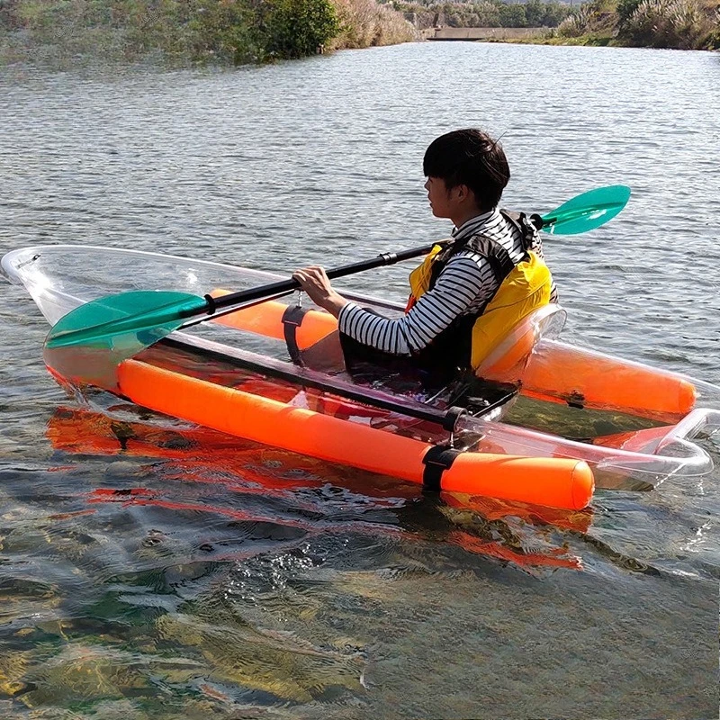 

Internet celebrity transparent boat Douyin photography landscape boat hand rowing single double crystal glass boat PC kayak