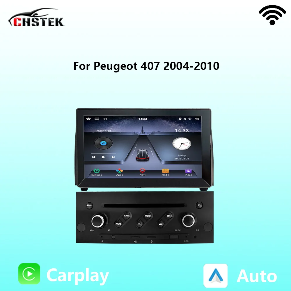 CHSTEK Car Radio Carplay Android Auto For Peugeot 407 2004 2005-2011 Multimedia Stereo Navigation Bluetooth WIFI GPS Autoradio