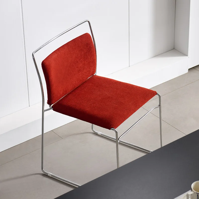 

Modern Home Stackable 2-pack Dining Chairs with Steel Frame Stylish Retro Linen Fabric Kitchen Chair Sets of 2 Cafe Table Chair
