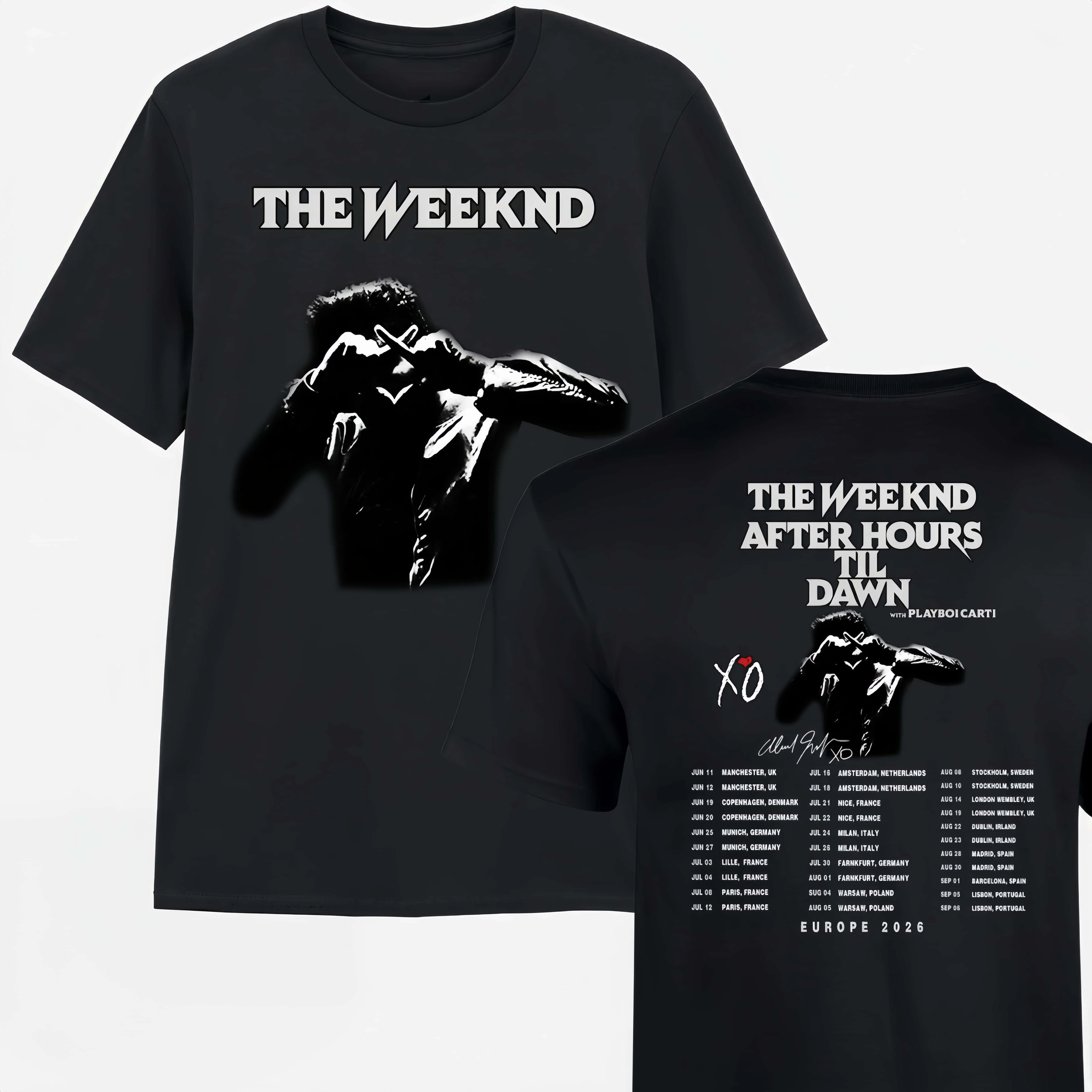 The Weeknds After Hours Til Dawn Tour T-Shirt 2026 Summer New Men's Women's Retro Style Cotton Clothing Streetwear Y2K T-shirt
