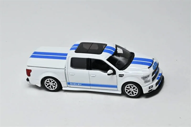 1:64 F150 Super Snake Area 51 Oxford White / Blue Racing Stripes Limited499 Diecast Collector's Vehicle Model Car