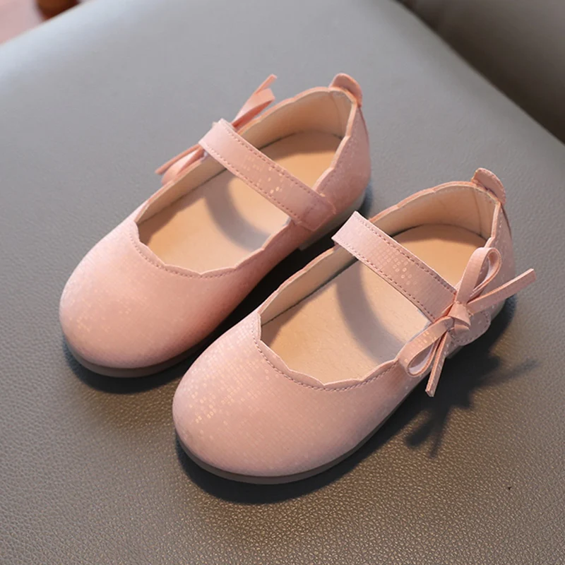 Children PU Leather Shoes Baby Girls Princess Shoes First Walker Soft Bottom Non-Slip Flats Shoes Baby Wedding Party Flats Shoes