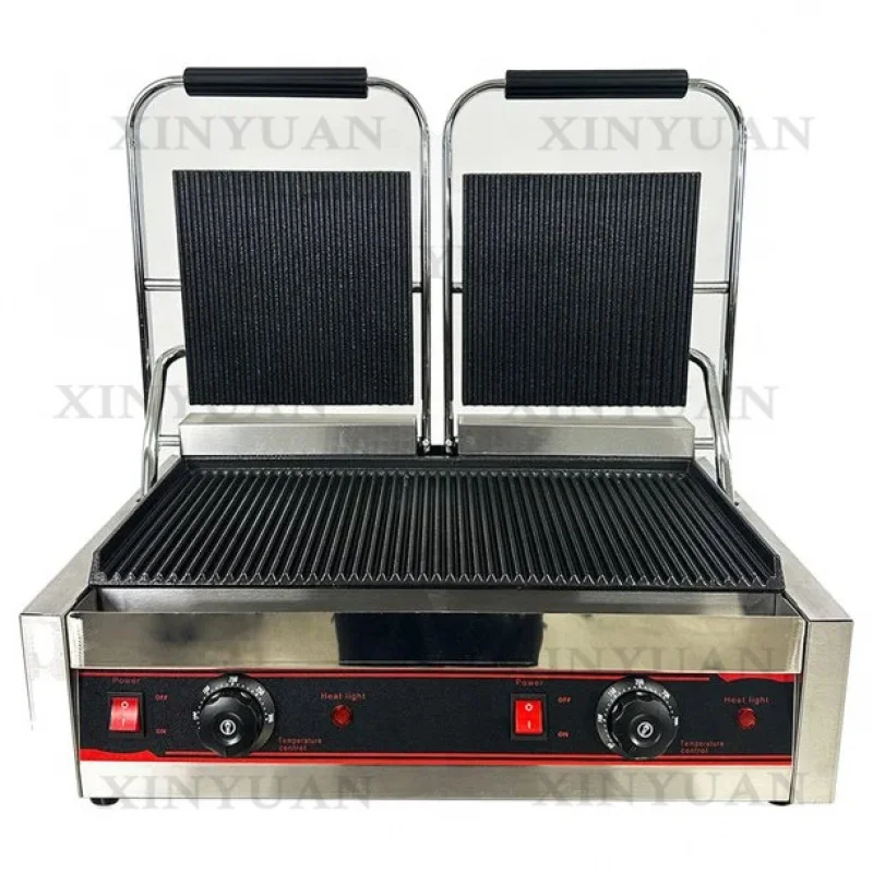 Commercial Electric Panini Grill – Two Plate Manual Press Griddle, Designed for Hotels & Restaurants