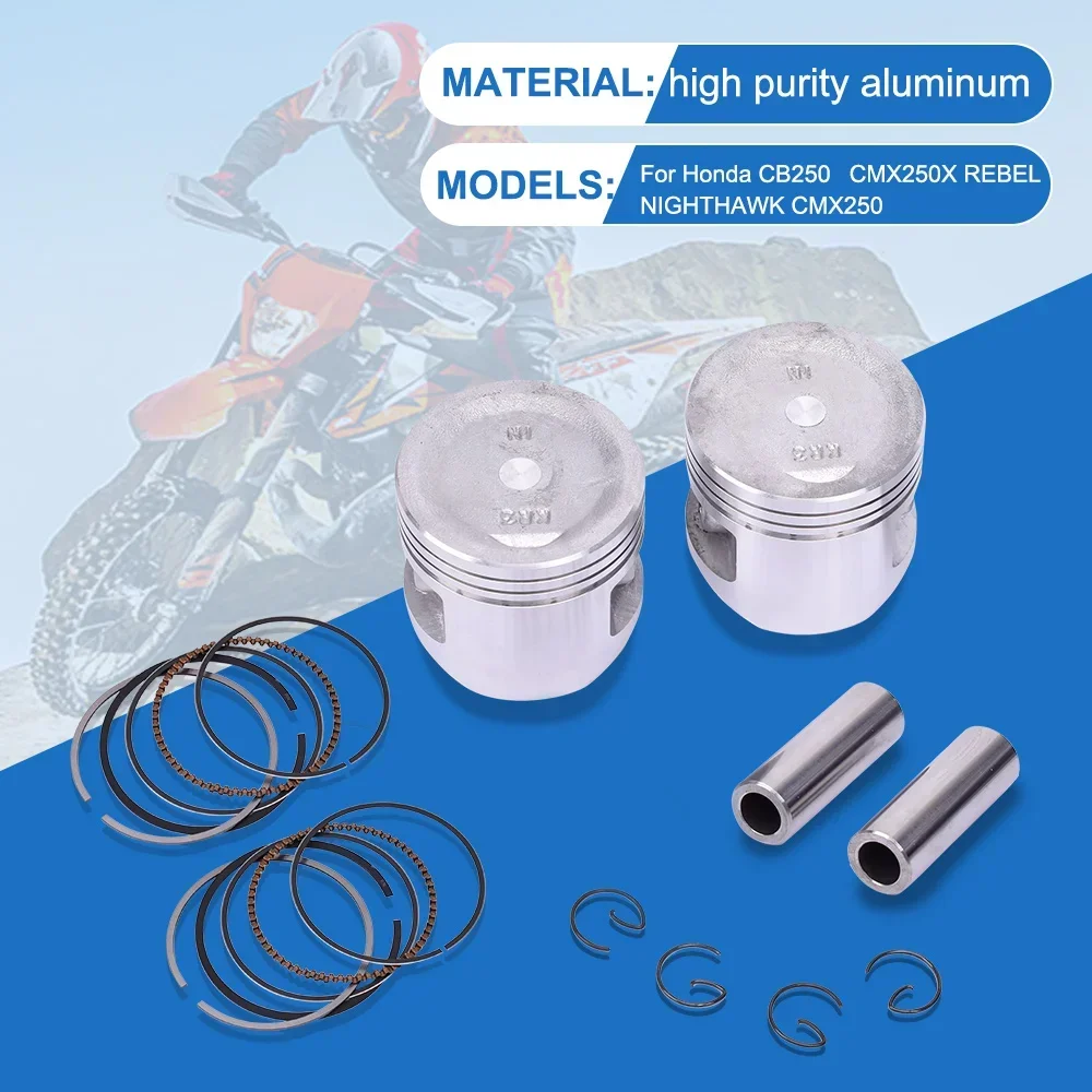 

53mm 53.25mm 53.5mm 53.75mm 54mm STD~ +100 Motorcycle Piston Rings For Honda CMX250C A AC CMX250 CMX REBEL 250 96-97 99-09 12-14