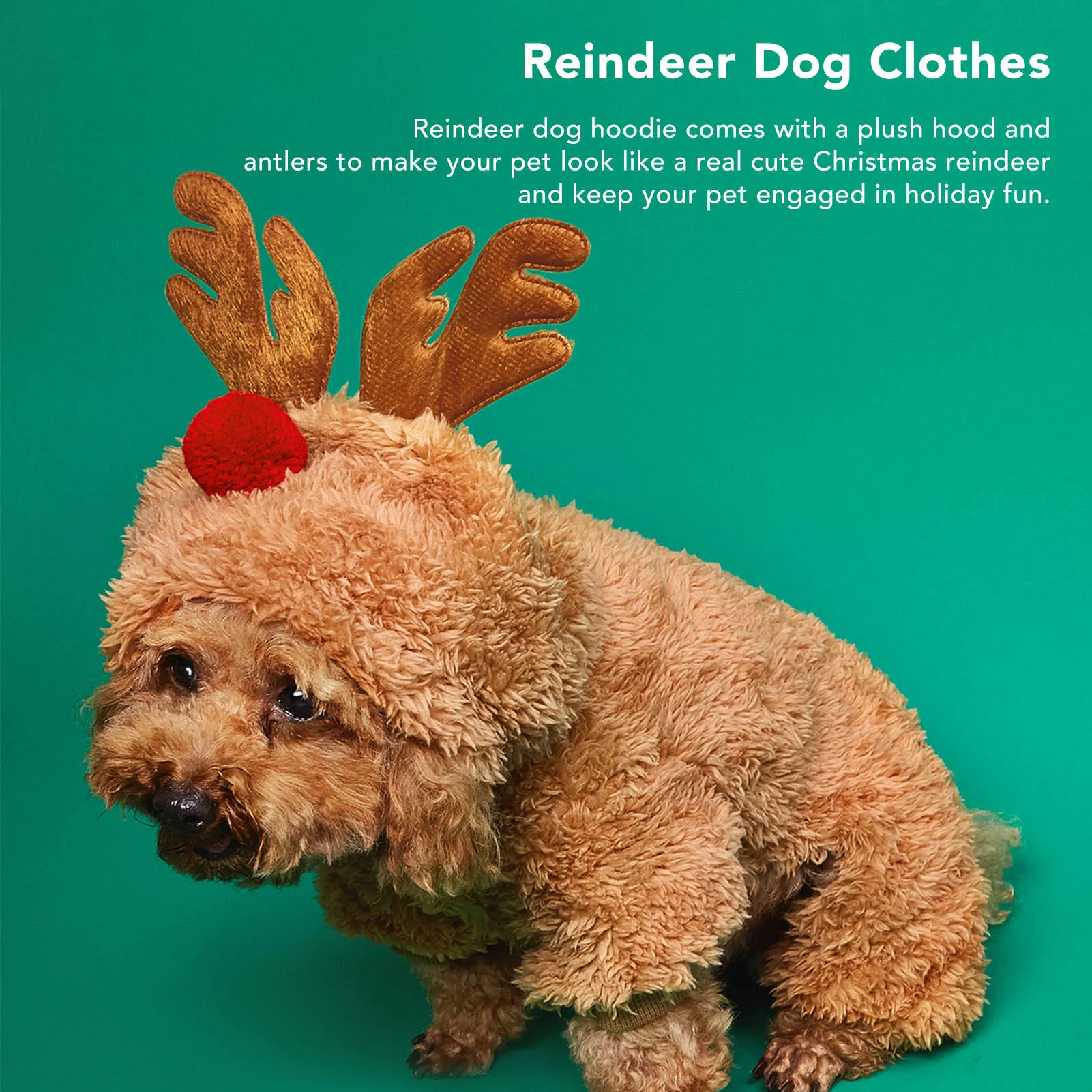 Dog Christmas Costume Reindeer Dog Clothes Reindeer Dog Hoodie Interesting Soft Warm Dogs Winter Pajamas for Christmas Cosplay