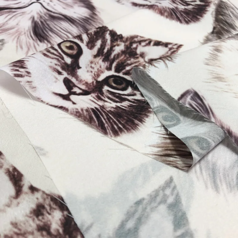 

Cat Printed Polyester Fabric Diy Clothing Pajamas Women's Brand Fashion Design Cloth for Dress Fabrics Per Meter Sewing