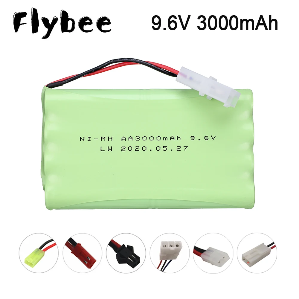 Batería NiMH de 9,6 v y 3000mah para coche de juguete a control remoto, camión, tanques, trenes, Robot, barco, pistola, actualización Ni-MH AA, 3000mah, 9,6 v