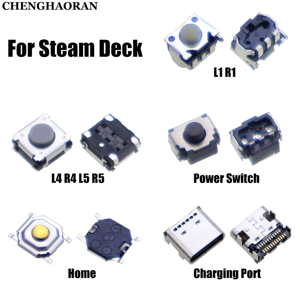 1PC Replacement L1 R1 L4 L5 Micro Power Switch Button For Steam Deck Console Spring Type C Jack Charging Port Socket Repair Part