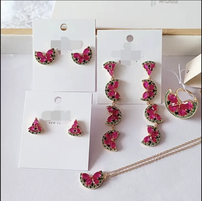 

Earrings The Latest Style Marked Zircon Watermelon Stud Earrings Necklace Jewelry For Woman Trend