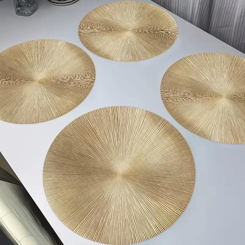 4pcs Golden Circular Placemats Seasonal Circular Placemats, Suitable For Christmas Party Dining Decoration Home Accessories