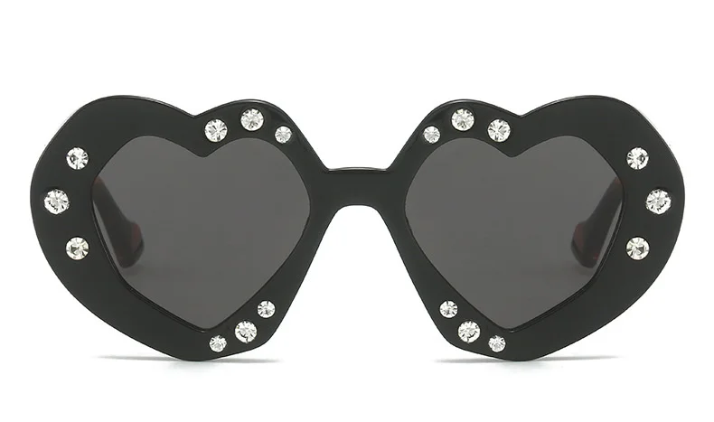 Bunte herzförmige Sonnenbrille Frauen Luxus Diamant übergroße Brille Sonnenbrille weibliche Strass Mode Mode Brillen Okulos – Detail 3