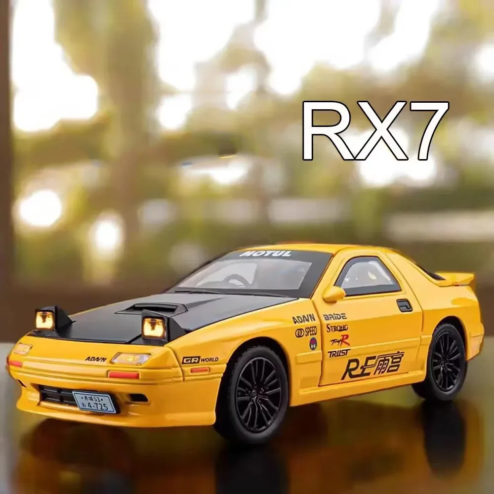 

1:32 сплав RX7 модели автомобилей игрушки со световым музыкальным транспортным средством резиновые шины колесо рулевое управление миниатюрный суперкар подарки для малышей