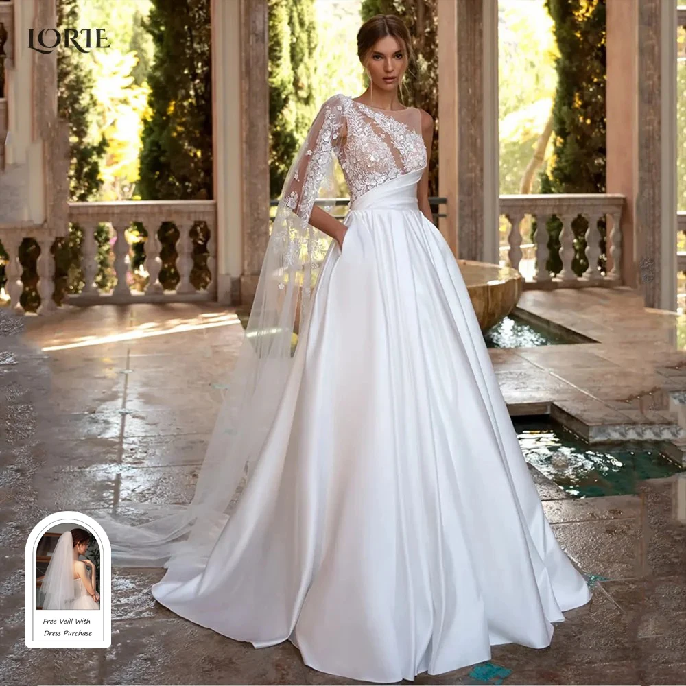 LORIE Sexy Bohemia Wedding Dresses Vintage A-Line Lace Backless Bridal Dress Applique Strap Ribbon Princess BrideGown Customized