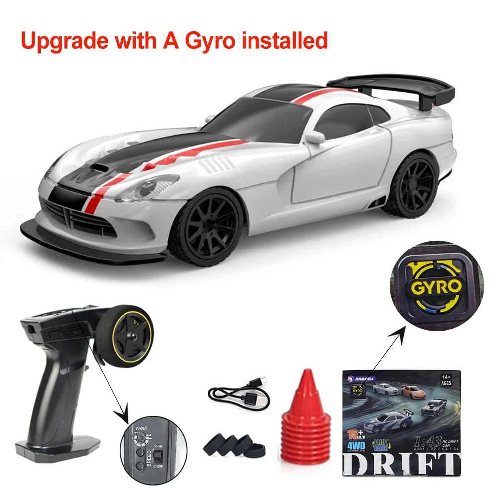 Verbeterde Gyro 1/43 RC Drifting Car Racing RTR 4WD Hoge Snelheid Radio Control Model 2.4G Drift Race Voertuig mini Geschenken
