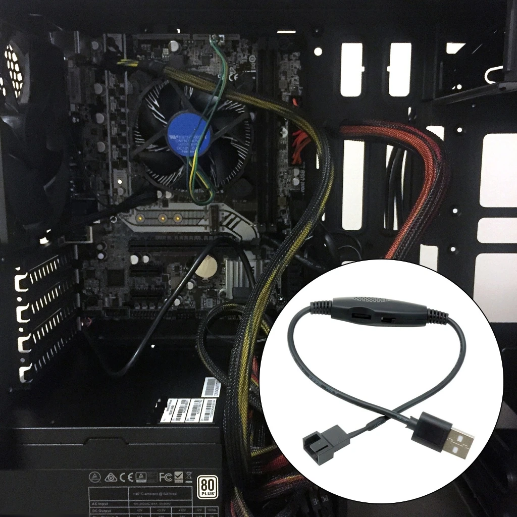 

1pc USB To 4Pin PWM 5V To 12V Line USB Sleeved PC Fan Power Adapter Connector Converters Cable with Adjust Switches