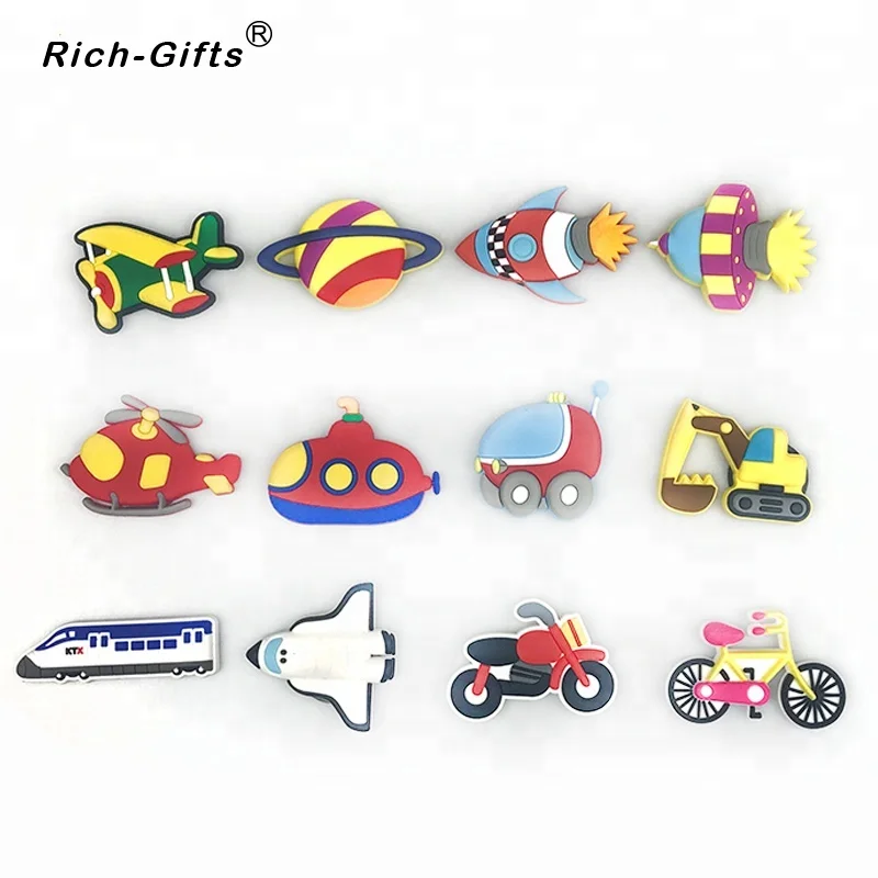 Cartoon Car Shape Soft PVC Refrigerator Magnets for Kids, Personalized Fridge Magnets