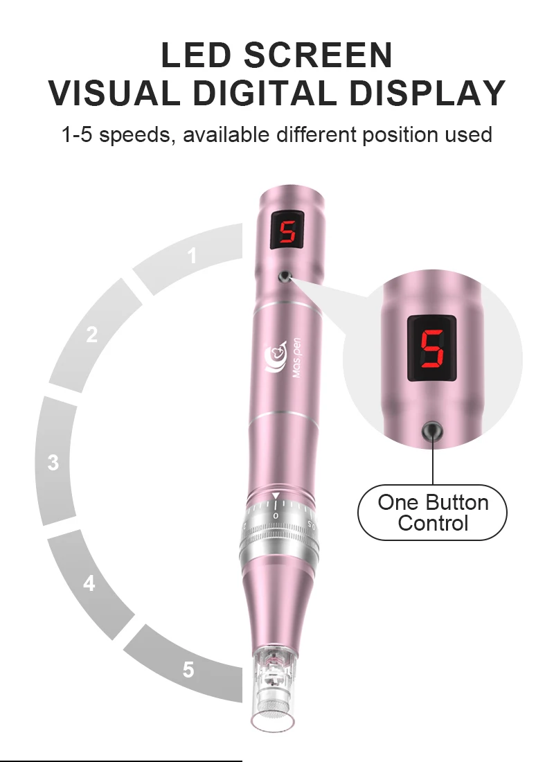 Wiederaufladbarer Microneedling Derma Pen/Mas Pen L3 Hautpflegegerät mit zwei Ersatzspitzen – Detail 3