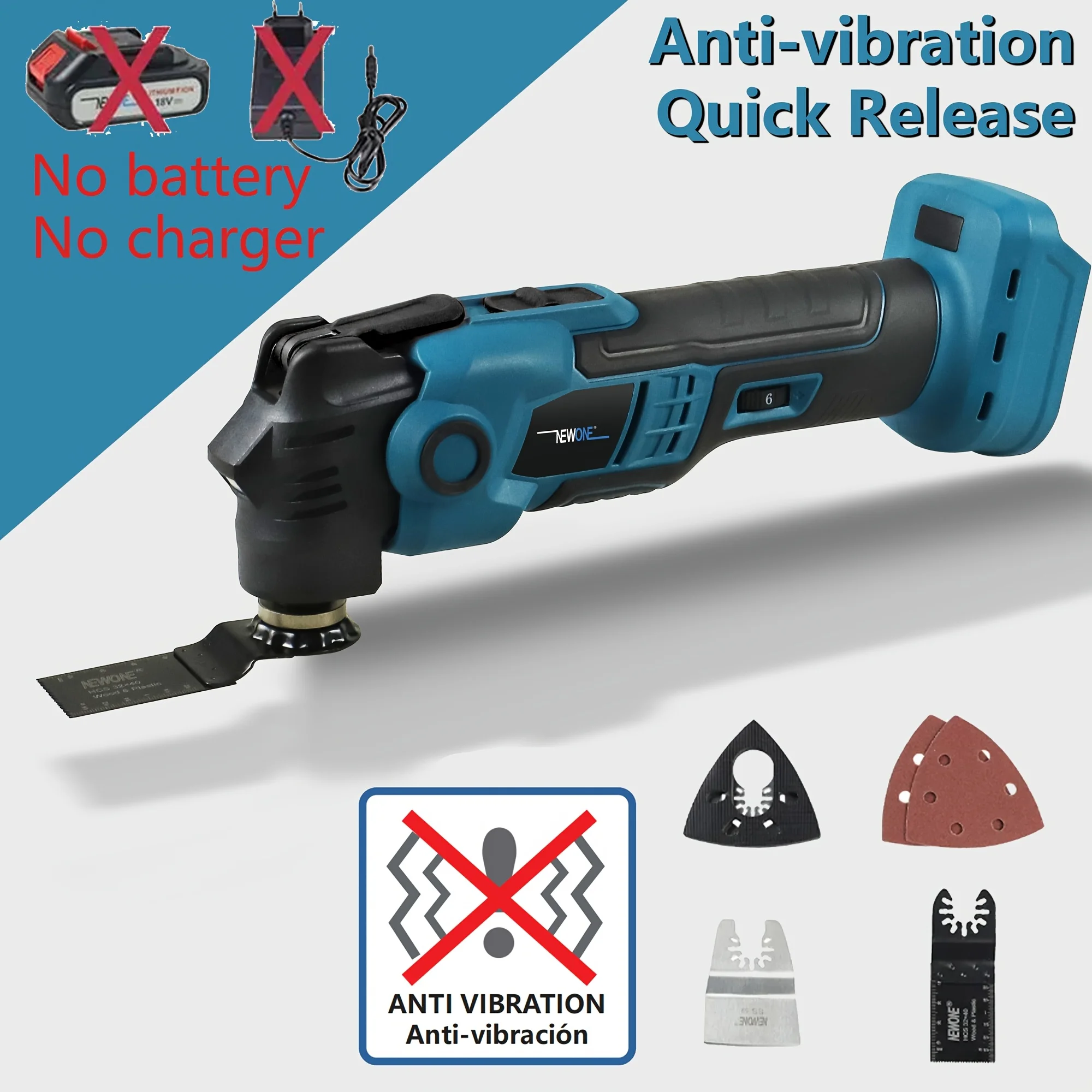 

NEWONE 18 В, бесщеточный быстросъемный осциллирующий инструмент, многофункциональный инструмент, реноватор, электрический триммер, совместимый с MAKITA 18 В