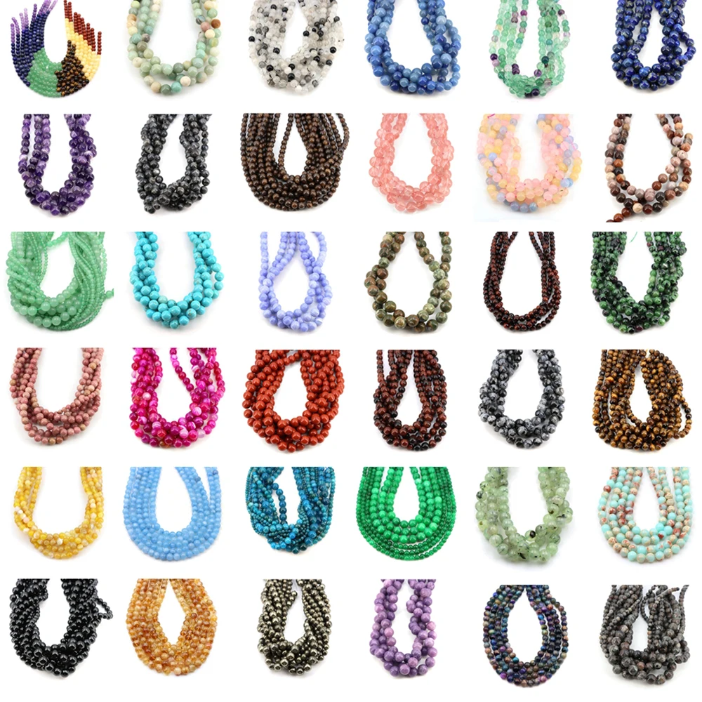 4/6/8/10MM Natural Stone Beads Blue Tiger Eye Crystals Amethyst Rose Quartz Gemstone Bead for Jewelry Making Bracelet Necklaces