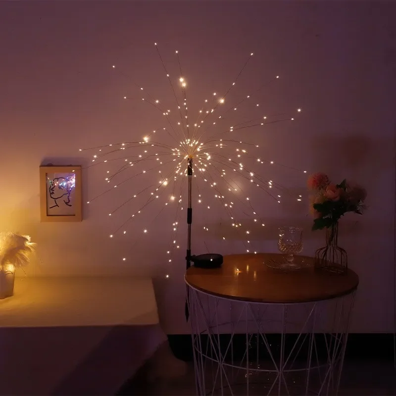 Lampe de feux d'artifice de pissenlit avec télécommande, guirlandes lumineuses à LED, éclairage de paysage de vacances, lumières de Noël, 8 modes