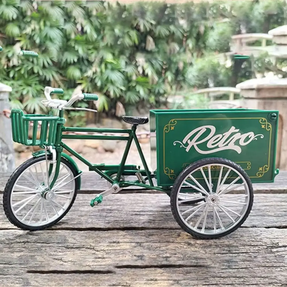

Vintage Classic Simulation Tricycle Toy Metal Diecast Three Wheeled Alloy Three Wheeled Bicycle Handicraft Can Swing