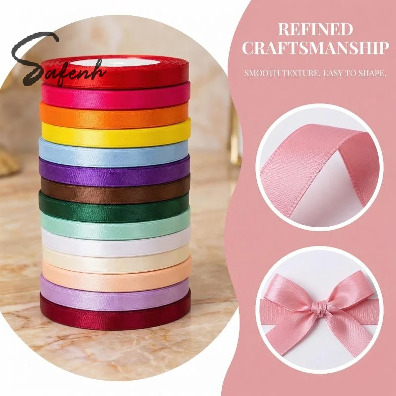 25 Yards Long Satin Ribbon 1cm Wide for Gift Wrapping Wedding Decor and DIY Craft Supply Lightweight Flexible Material