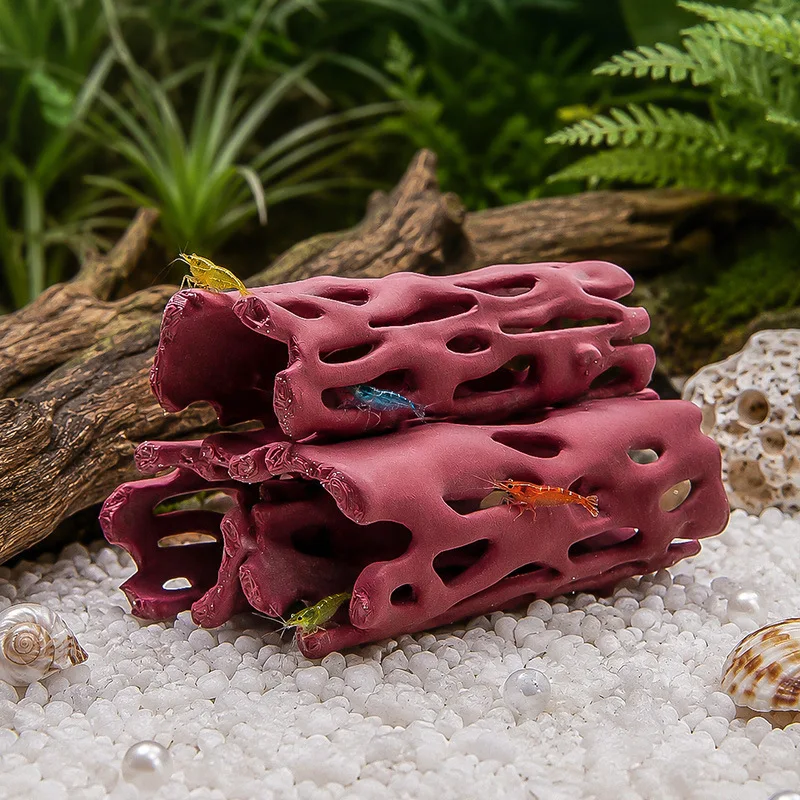 Fish Shrimp Hiding Cave Spawning Tube Aquarium Decor Root-Style Stacked Design