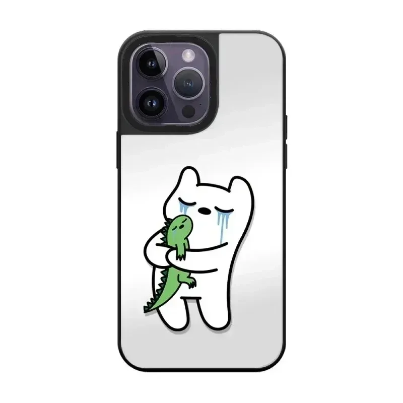 

Cartoon Cat Dinosuar Mirror Surface MagSafe Phone Case Cover for iPhone 11 12 13 14 15 Pro Max Case for iPhone 15 Pro Max