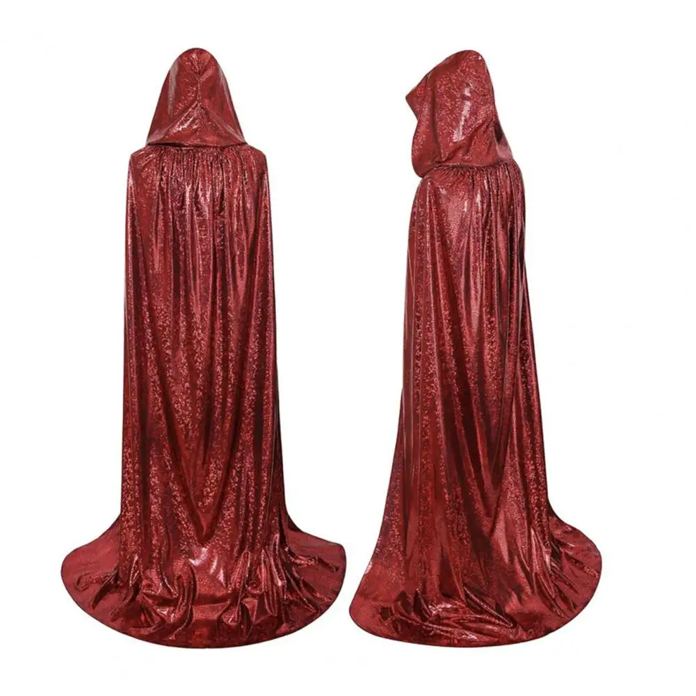 Cosplay Cloak Shiny Hooded Cape Full Length Sparkly Cloak Unisex Party Robe for Halloween Masquerade Mardi Gras Costume