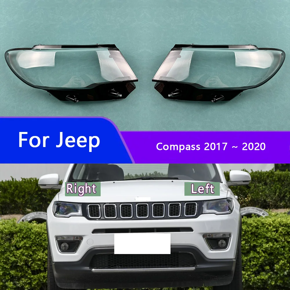 

For Jeep Compass 2017 2018 2019 2020 Headlamp Transparent Lampshade Shell Masks Headlight Cover Lens Plexiglass