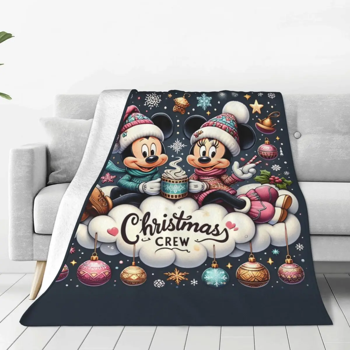 Minniso Mickey Minnie Mouse Cartoon Blanket Super Soft Novelty Plush Throw Blanket For Travel Office Flannel Bedspread Bed Cover