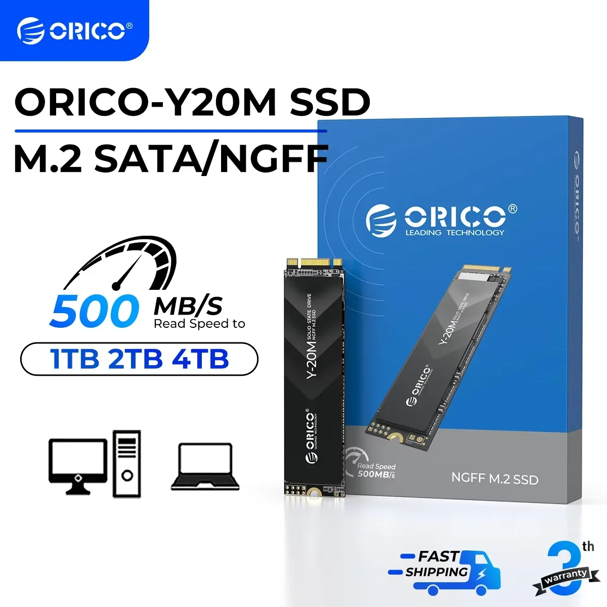 オリコ Y20M M.2 SATA SSD 1TB 2TB 4TB M.2 NGFF SSD 500MB/S M.2 2280 Ngff Sata B & M キーソリッドステートハードドライブデスクトップラップトップ用