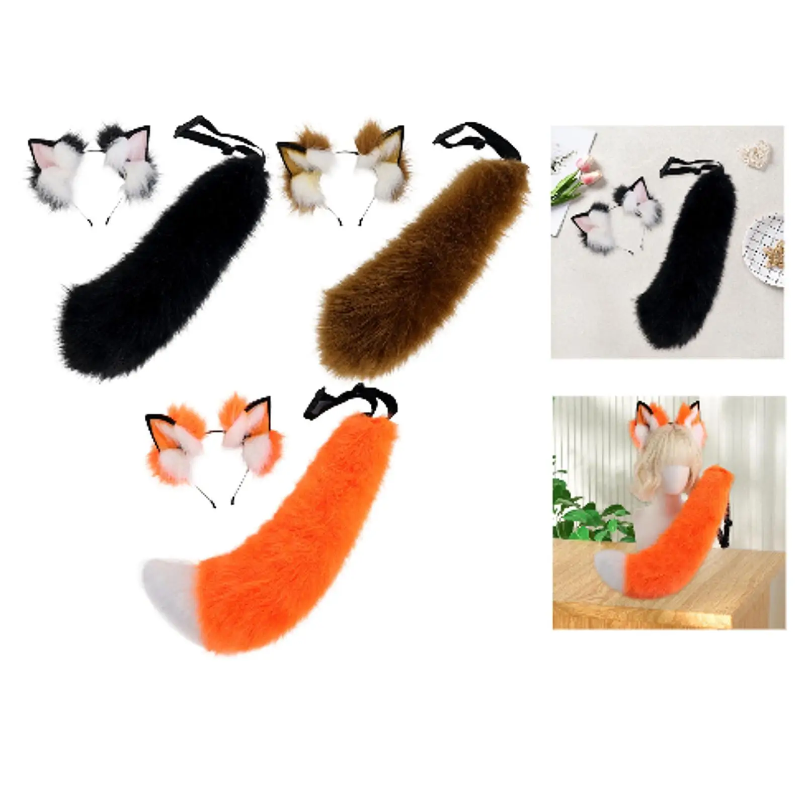 

Animal Ears and Tail Set Masquerade Housewarming Headpiece Cosplay Costume