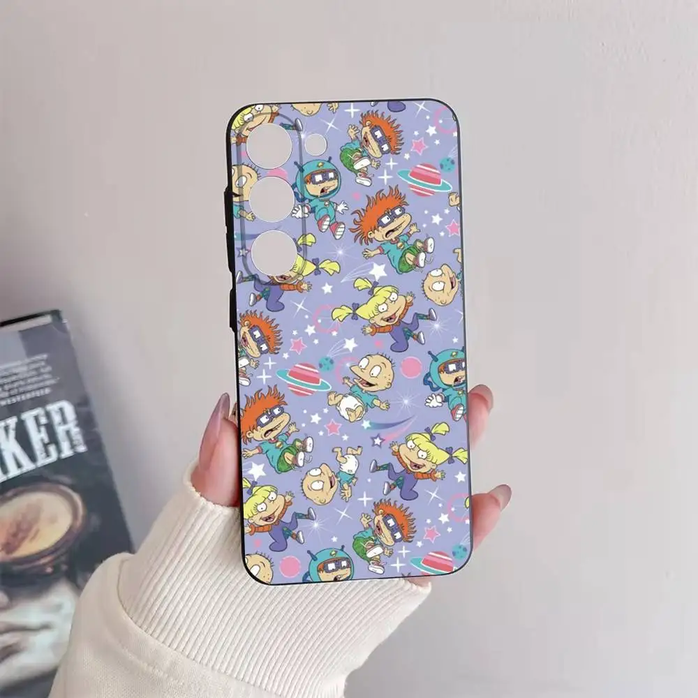 Funda de teléfono Rugrat Chuckie Angelica para Samsung Galaxy A73,72,51,53,52,71,22,5G,Note,J7,8,9 funda negra suave