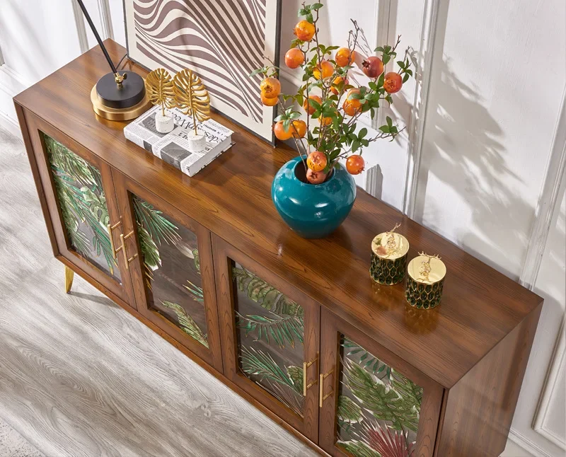 DSA enamel color furniture personalized art dining side cabinet four doors dust-proof glass cabinet high-end entrance