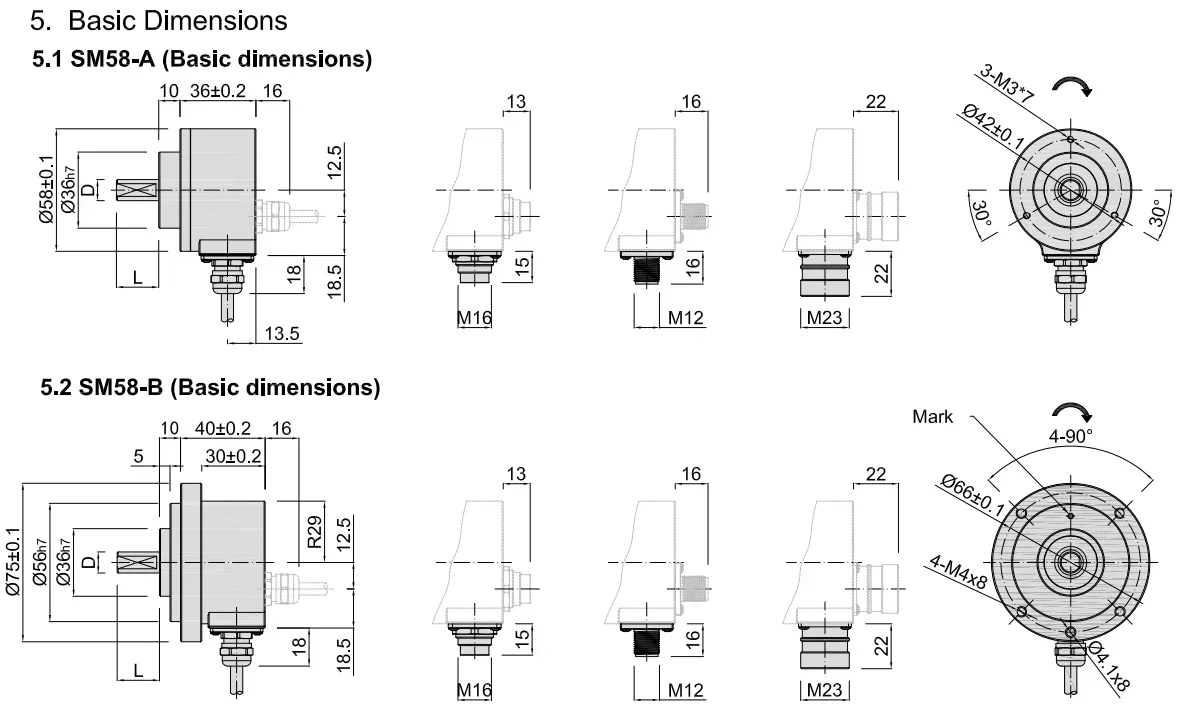 SM58 Absolute Encoder Drehgeber Magnetsensor Encoder 17-Bit