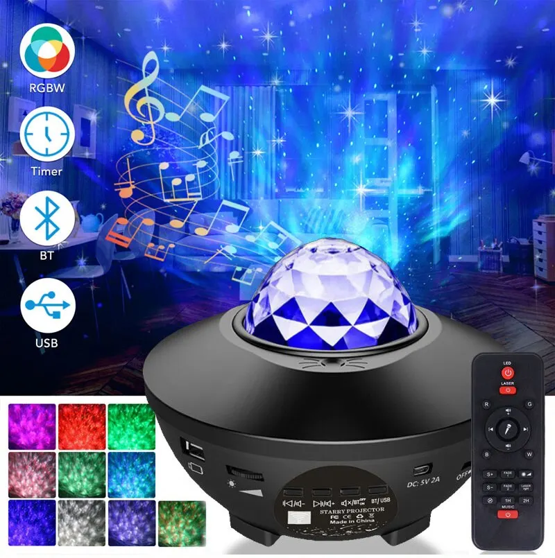 Starry Projector Galaxy Night Light with Ocean Wave Music Speaker Sky Light Projector for Bedroom Decoration Birthday Gift Party