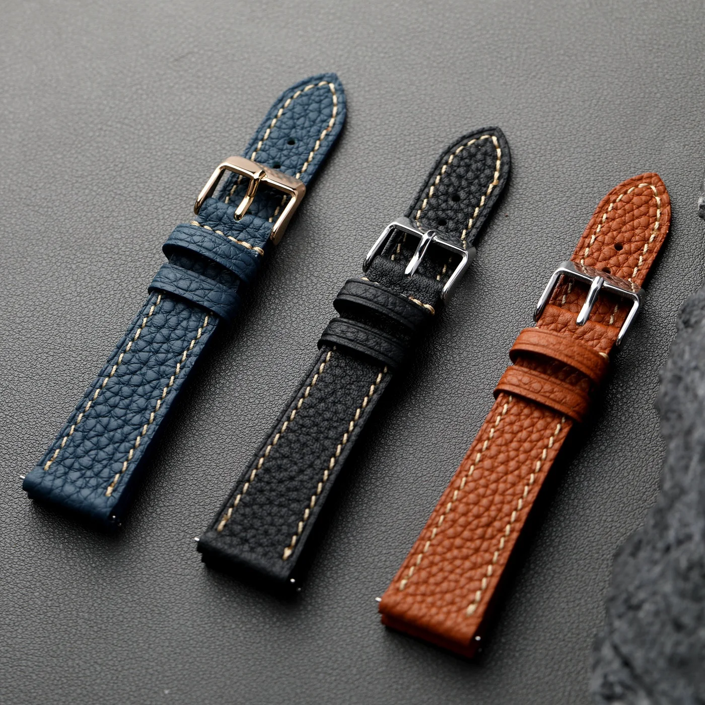 High end leather strap, 18 19 20 21 22MM drop pattern retro soft elephant grey glacier blue soft leather strap, compatible with