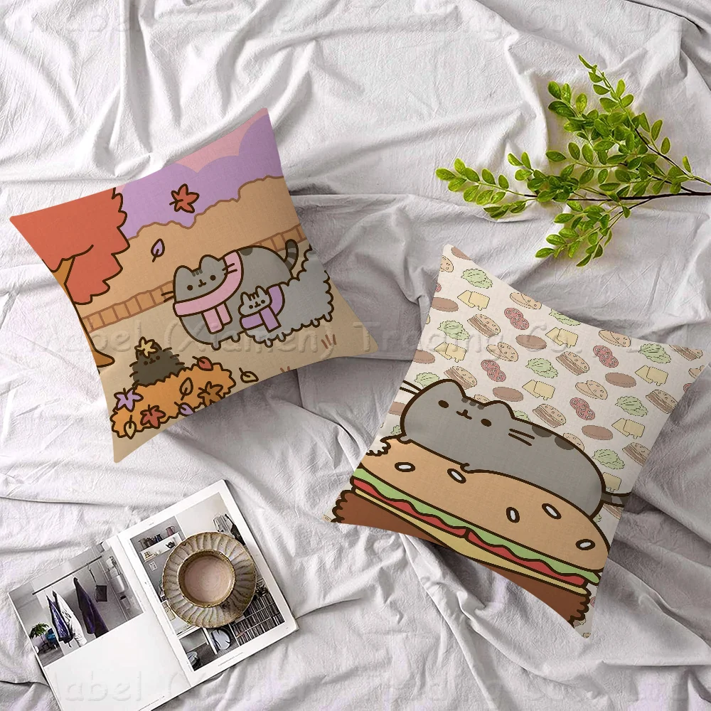 Cartoon Cute P-Pusheens K-Kawaii Pillowcase Toon Gift Cushion Cover Bedroom Home Sofa Chair Seat Decor Pillow Case