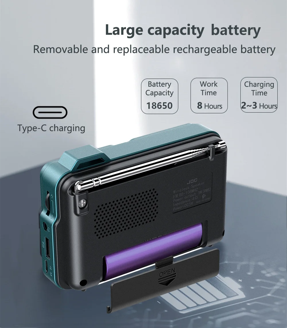 Portable FM Radio Rechargeable Battery USB TF MP3 Music Player Supports Headphone Play Bluetooth Speaker With Receiver FM Radios