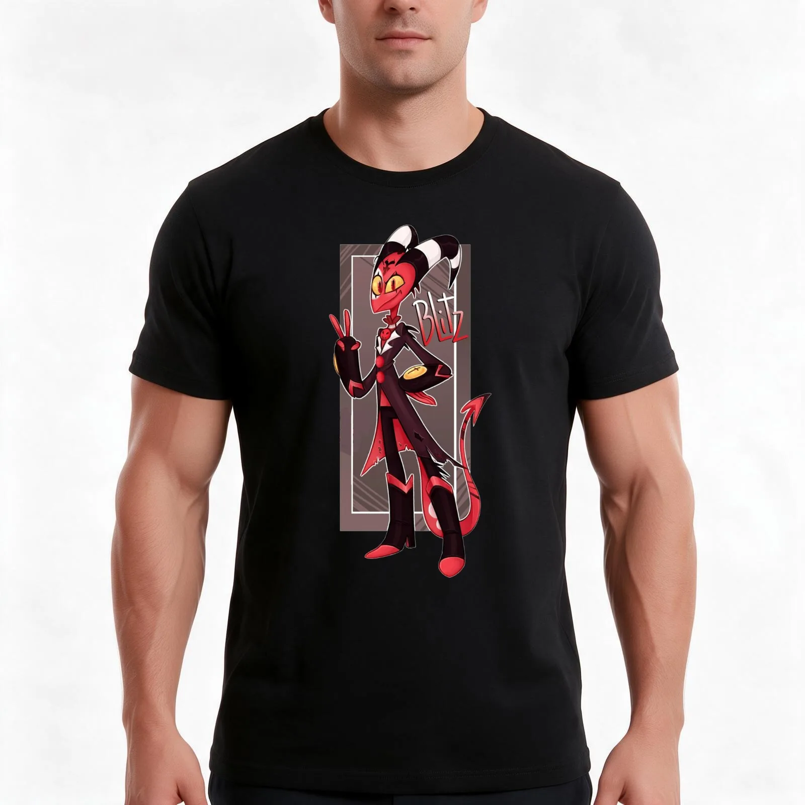 Blitzo - Helluva Boss T-Shirt, Summer Casual Cotton Tee, Oversized Streetwear Tops, Vintage Graphic Print, Unisex Men Women