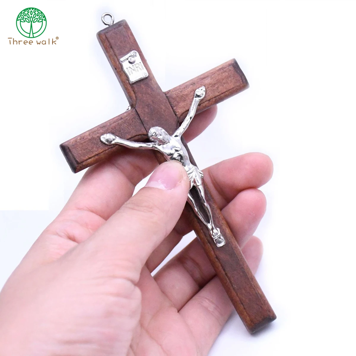 CR033 Vintage Christ Catholic Brown Wood Jesus Cross Pendant Charms for Jewelry DIY Making Jesus Accessories